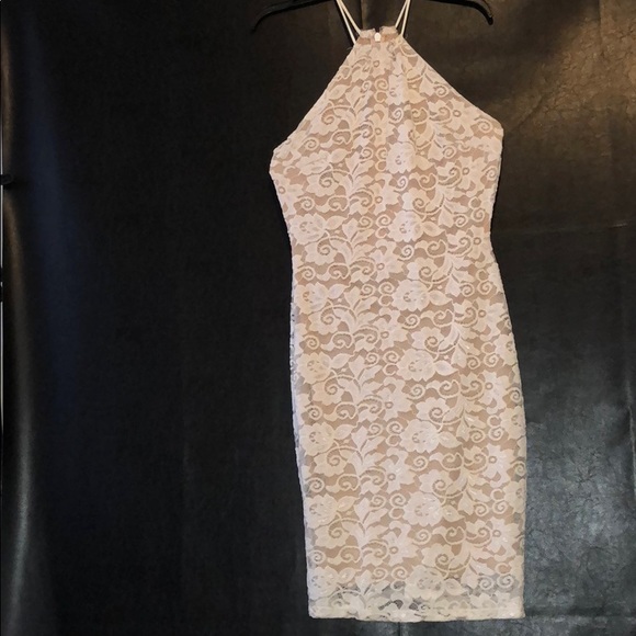 MARCIANO nude and white lace dress Large bridal - Picture 1 of 5
